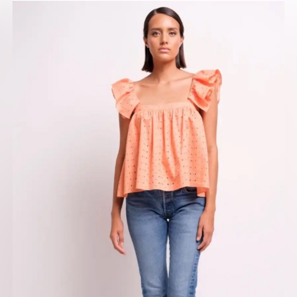 KATHARINE KIDD JUNO P TOP Peach/Coral Size Large NWT